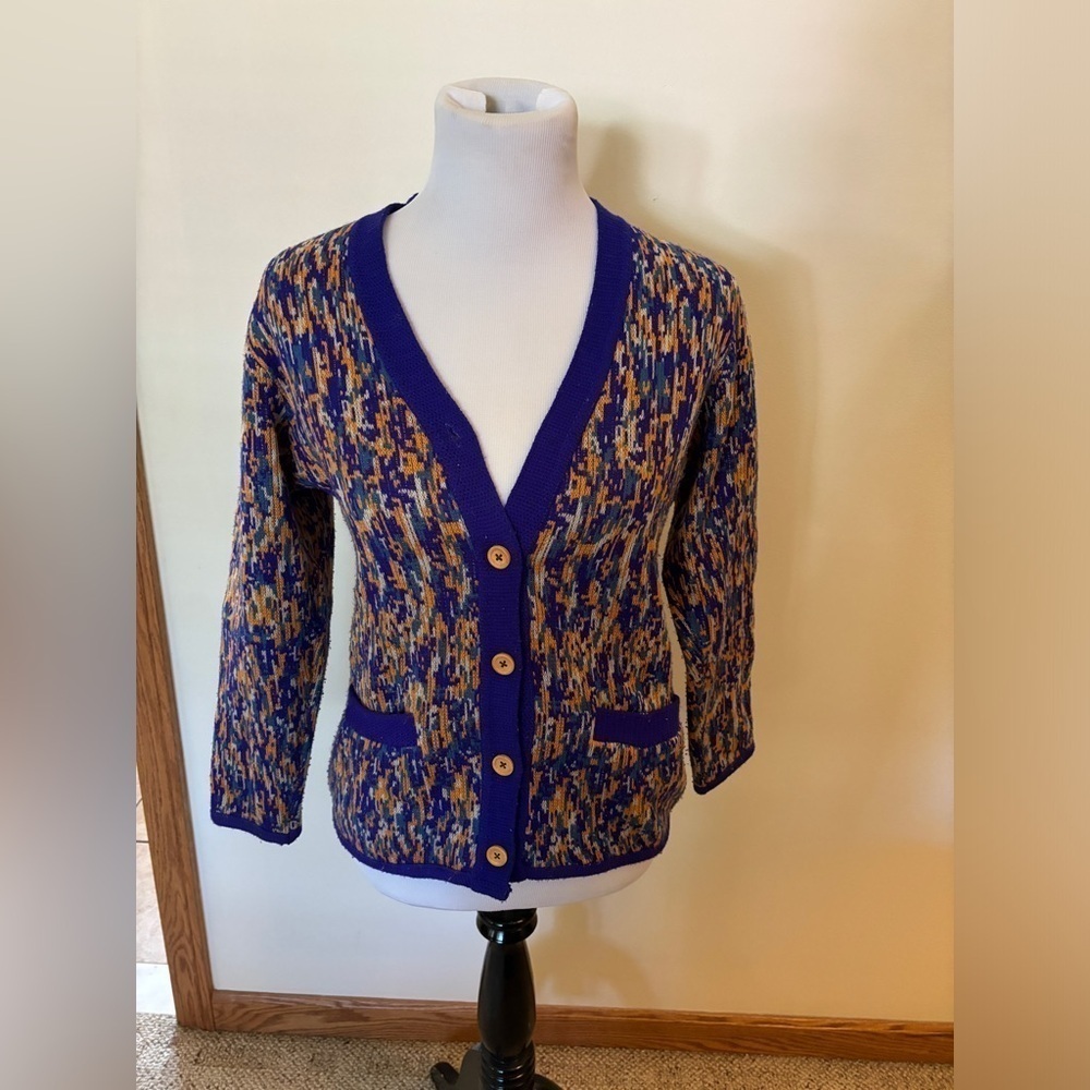 Plum Blossoms Women’s Vintage Multi Colored Cardigan